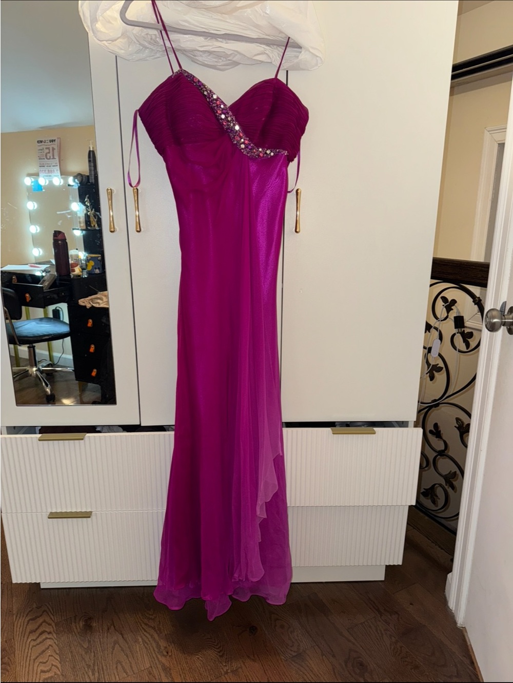 Morrell Maxie Fuchsia Beaded Sweetheart Prom Gown